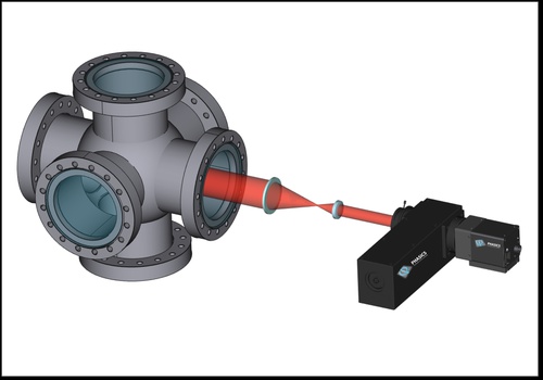 a vacuum chamber a SID4 HR wavefront sensor and R-cube illumination module illuminating performing TVAC wavefront testing