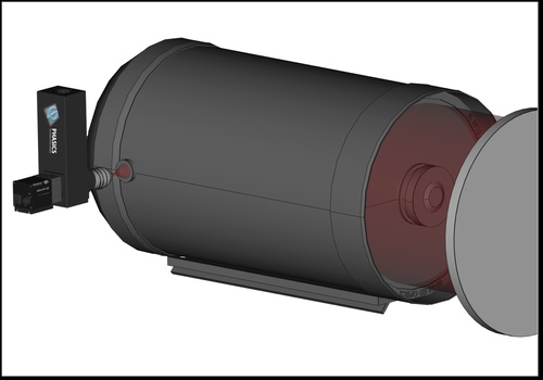 3D drawing of optical system alignement in double pass with a SID4 HR wavefront sensor and a R-Cube illumination module